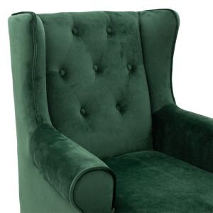 Тъмно зелено кресло дамаска кадифе Granny Valentia Chesterfield Polina2 73x77x100cm
