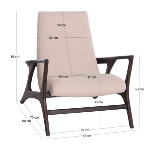 Фотьойл Arya Sm9969 тиково дърво в черно-кремаво-бял букле плат 79x88x83всм.