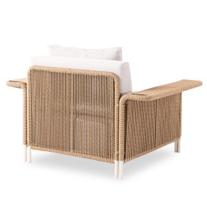 Aurora armchair Sm6419.01, aluminum, ivory color - beige cushions 122.5x93.5x73h