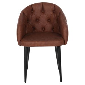 Loretta armchair in tan brown Pu leather black wooden legs 53x60x82hcm, 53, Hm9271