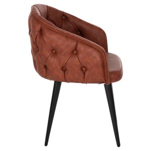 Loretta armchair in tan brown Pu leather black wooden legs 53x60x82hcm, 53, Hm9271