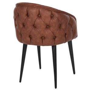 Loretta armchair in tan brown Pu leather black wooden legs 53x60x82hcm, 53, Hm9271