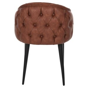Loretta armchair in tan brown Pu leather black wooden legs 53x60x82hcm, 53, Hm9271