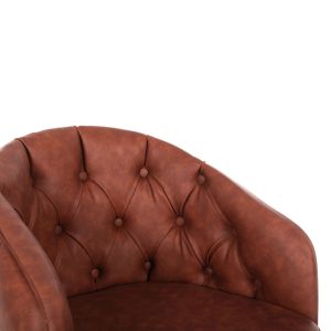 Loretta armchair in tan brown Pu leather black wooden legs 53x60x82hcm, 53, Hm9271