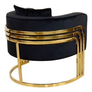 Roblu Tiana armchair gold metal and velvet fabric in black shade 72x77.4x70cm