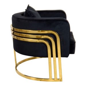 Roblu Tiana armchair gold metal and velvet fabric in black shade 72x77.4x70cm