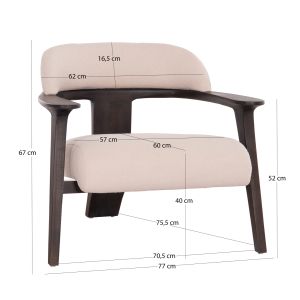 Фотьойл Triad Sm9968 тиково дърво в черно-кремаво-бял плат 80,5x74x66,5всм.