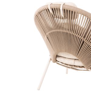 Armchair with footrest Riven Sm6395.01, aluminum-beige cushion, ivory color, 86.5x89.5x115h