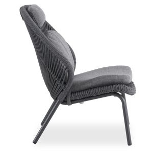 Armchair with footrest Temporal Sm6400.02 aluminum charcoal color and cushions 83.5x91x115w