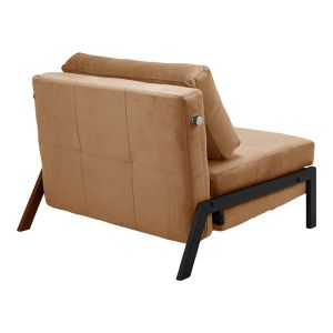 Фотьойл-легло Fancy Velvet плат в нюанс на гнила ябълка и черен метален крак 95x98x70cm