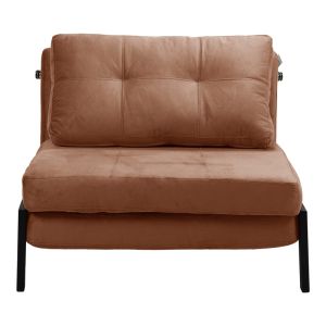 Фотьойл-легло Fancy Velvet плат в нюанс на гнила ябълка и черен метален крак 95x98x70cm