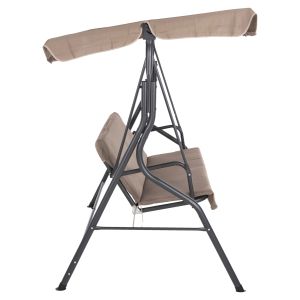 Хамак 3-местен с сенник, метална рамка в сиво - текстил в кафяво 174x110x200cm Hm5979,02