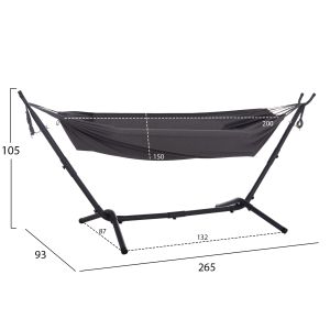 Хамак Crave Hm6304.01 антрацит метална рамка - тъмно сив плат 265x93x105всм.