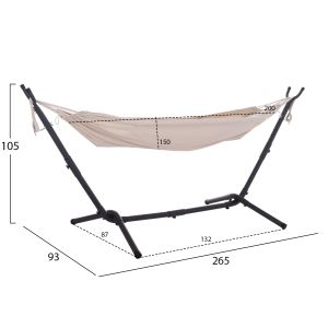 Хамак Crave Hm6304.02 антрацит метална рамка - бежов плат 265x93x105всм.