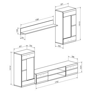 Холна гарнитура Saleto бяла 230.2x39.6x202.4см