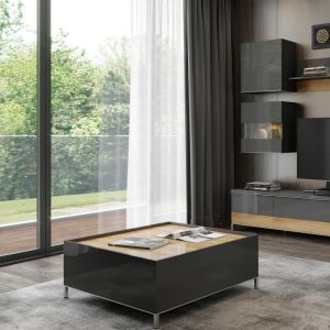 Coffee table Antarctic lacquer charcoal color 90*90*37