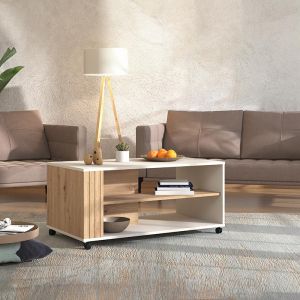 Belfort coffee table in cashmere-craft oak color, dimensions 101x47x55cm