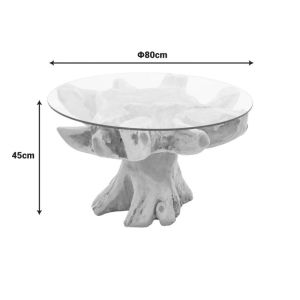 Benzou coffee table made of teak wood in natural color D80x45cm