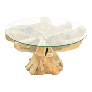 Benzou coffee table made of teak wood in natural color D80x45cm