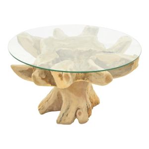 Benzou coffee table made of teak wood in natural color D80x45cm