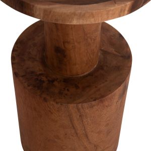 Coffee table Bermal Hm9889.11 solid suar wood in natural color Φ35x65cm.