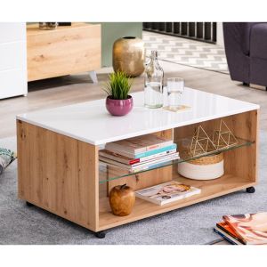 Coffee table Bert artisan oak-white lacquer 101x60x45cm