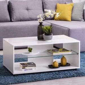 Coffee table Bert color white-white lacquer 101x60x45cm