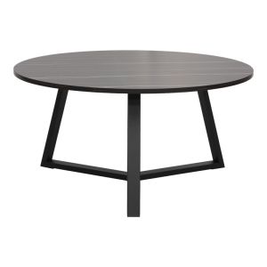 Coffee table Berton in marble look and black metal D80x40cm