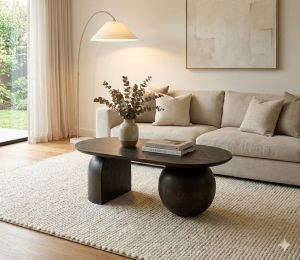 Coffee table Black Bold Kane black toned solid mango wood 110x66x45cm