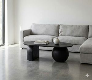 Coffee table Black Bold Kane black toned solid mango wood 110x66x45cm