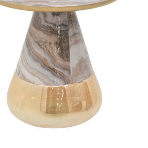 Boundar coffee table, gray/gold, made of metal and glass, D50x49cm