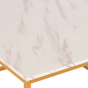 Coffee table Braylen Hm8942,11 made of melamine white color with marble effect and gold metal base 75x75x43hcm