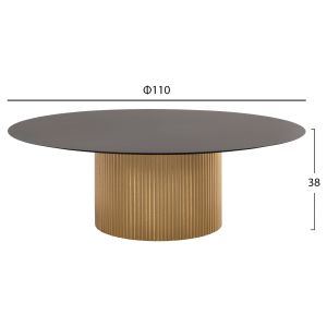 Coffee table Clad Hm9673 metal with gold base and black top D110x38hcm