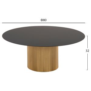 Coffee table Clad Hm9674 metal with gold base and black top D80x32hcm
