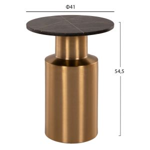Coffee table Claydee Hm9675 metal black/gold color with inlaid marble top D41x54.5hcm