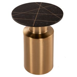 Coffee table Claydee Hm9675 metal black/gold color with inlaid marble top D41x54.5hcm