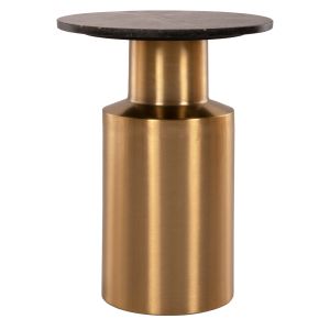 Coffee table Claydee Hm9675 metal black/gold color with inlaid marble top D41x54.5hcm