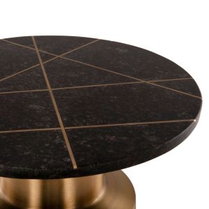 Coffee table Claydee Hm9675 metal black/gold color with inlaid marble top D41x54.5hcm