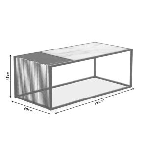 Coffee table Code with oak color Mdf top and metal frame 120x60x45cm