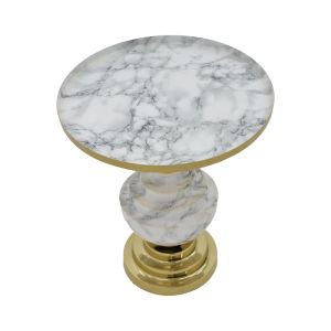 Coffee table Cogent Inart metal color gray marble/gold D41x44cm