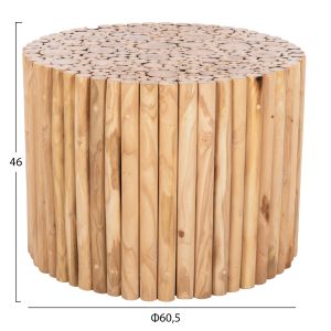 Coffee table Cooter Naturally Hm9864 made of teak branches in natural color D60.5x46hcm