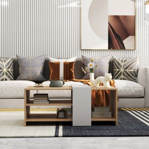 Cozeto coffee table in natural white color 100x53x41.5 cm