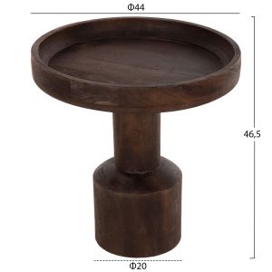 Coffee table Cramm Hm9700 solid mango wood in dark brown color D45x47hcm