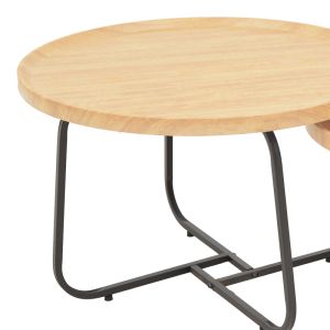 Crismory 2-piece coffee table made of natural Mdf and black metal legs