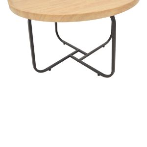 Crismory 2-piece coffee table made of natural Mdf and black metal legs
