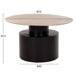 Coffee table Cutty, metal in black and antique brass D76x45.5hcm Hm9722