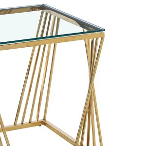 Coffee table Dair stainless steel-galvanized gilding glass top 8mm 55x55x55cm