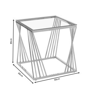 Coffee table Dair stainless steel-galvanized gilding glass top 8mm 55x55x55cm