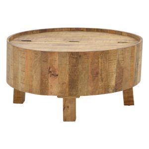 Coffee table Darian solid mango wood walnut color D90x45cm