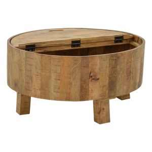 Coffee table Darian solid mango wood walnut color D90x45cm